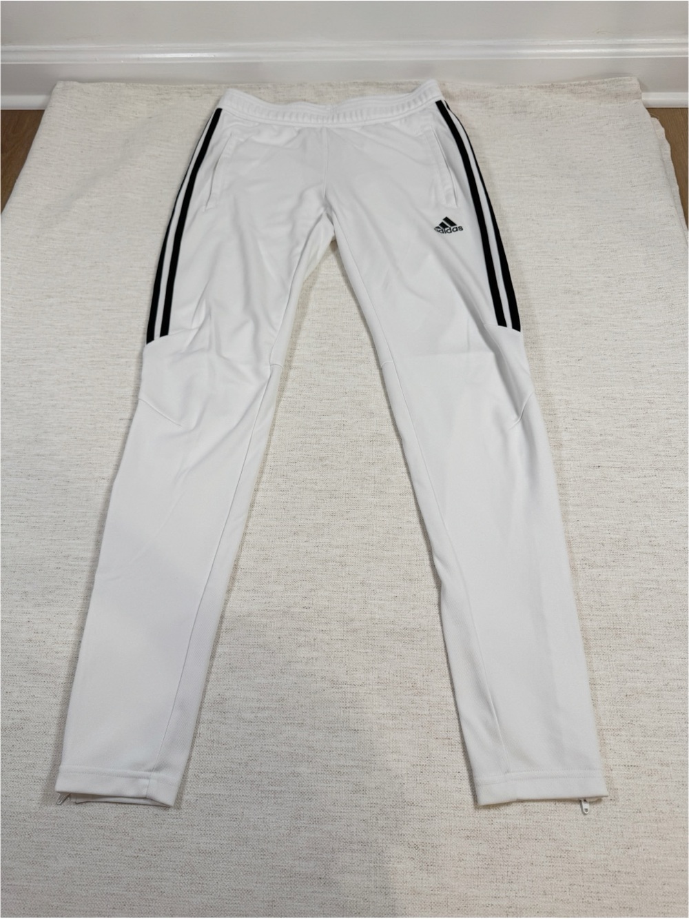 adidas Men's size S Climacool 3 stripe training pants in white